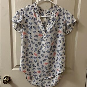 Maeve Blue and Pink Patterned Blouse